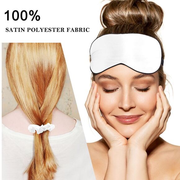 2pcs Satin Bed Pillowcase with Eye Mask & Hair Twister White 20"x26" - Picture 4 of 6